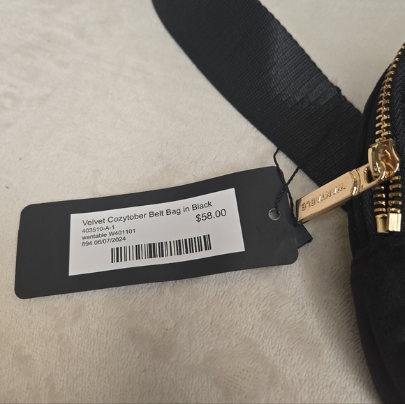 Wantable Velvet Quilted Belt Bag Black - Picture 5 of 13